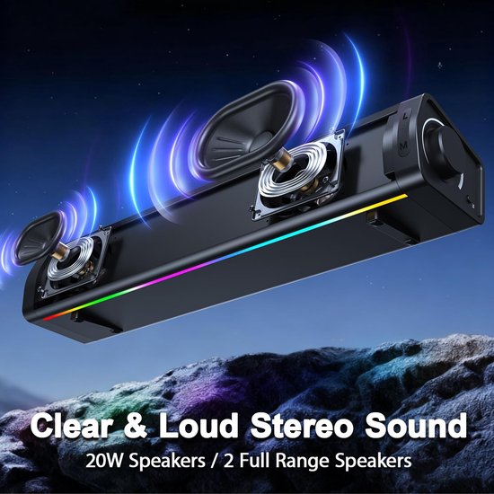USB Powered Gaming Soundbar met LED Verlichting — afbeelding 4