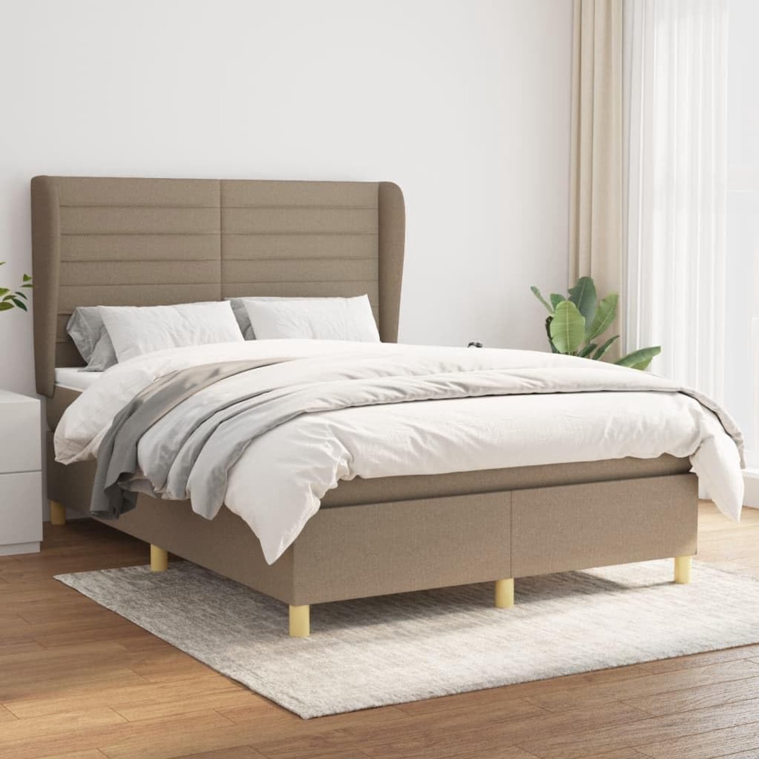 Duurzaam stof Verstelbaar hoofdbord boxspring 140x200 cm taupe