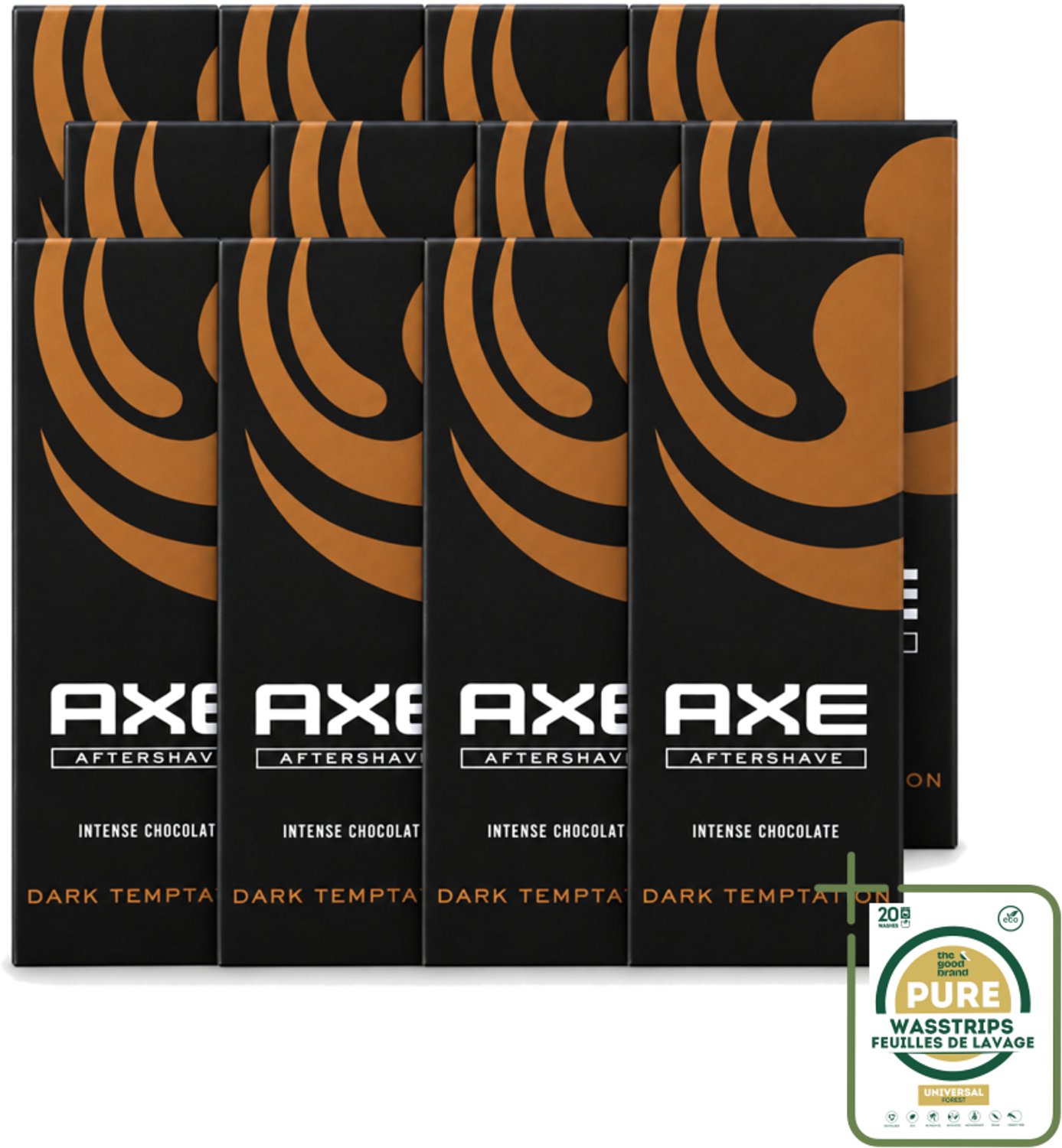 12 x Axe - Aftershave - Dark Temptation - Intense Chocolate - 100 ml - Wasstrips - Aftershave - Aftershave Geur - Chocolade Aftershave - Axe Aftershave - Aftershave Voor Mannen