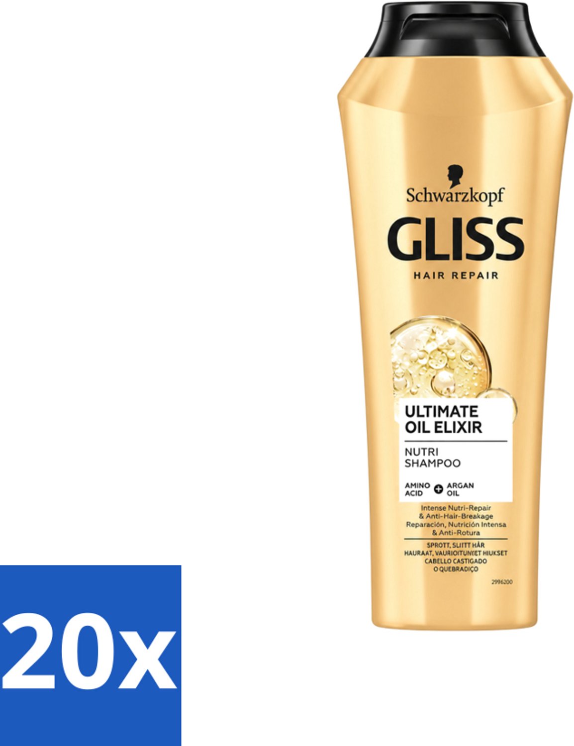 20 x Gliss Kur – Shampoo – Ultimate Oil Elixir – 250 ml - Voordeelverpakking - 20 stuks