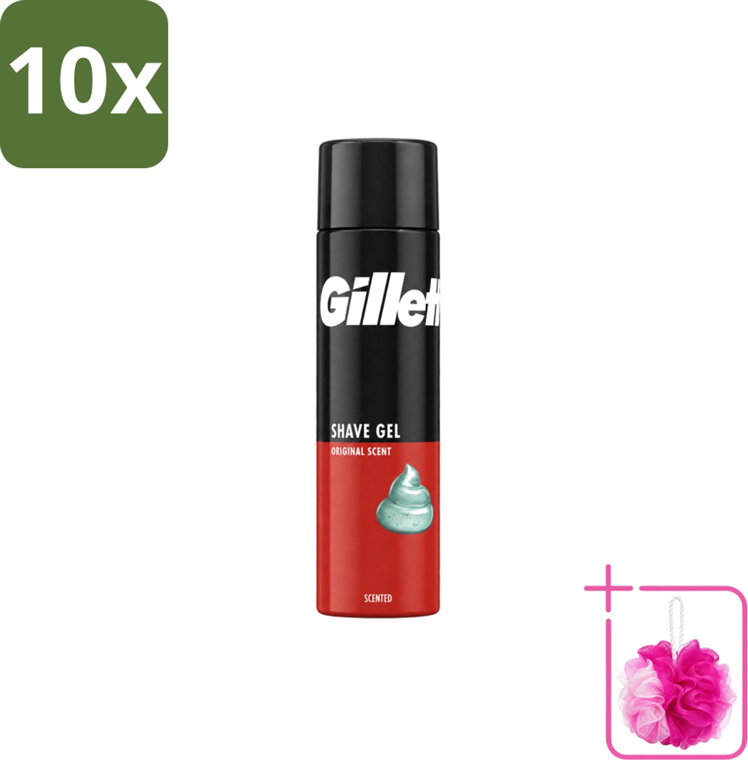 10 x Gillette – Scheergel – Classic – 200 ml - Bulkverpakking - Scheergel - Douchemop - Gevoelige huid