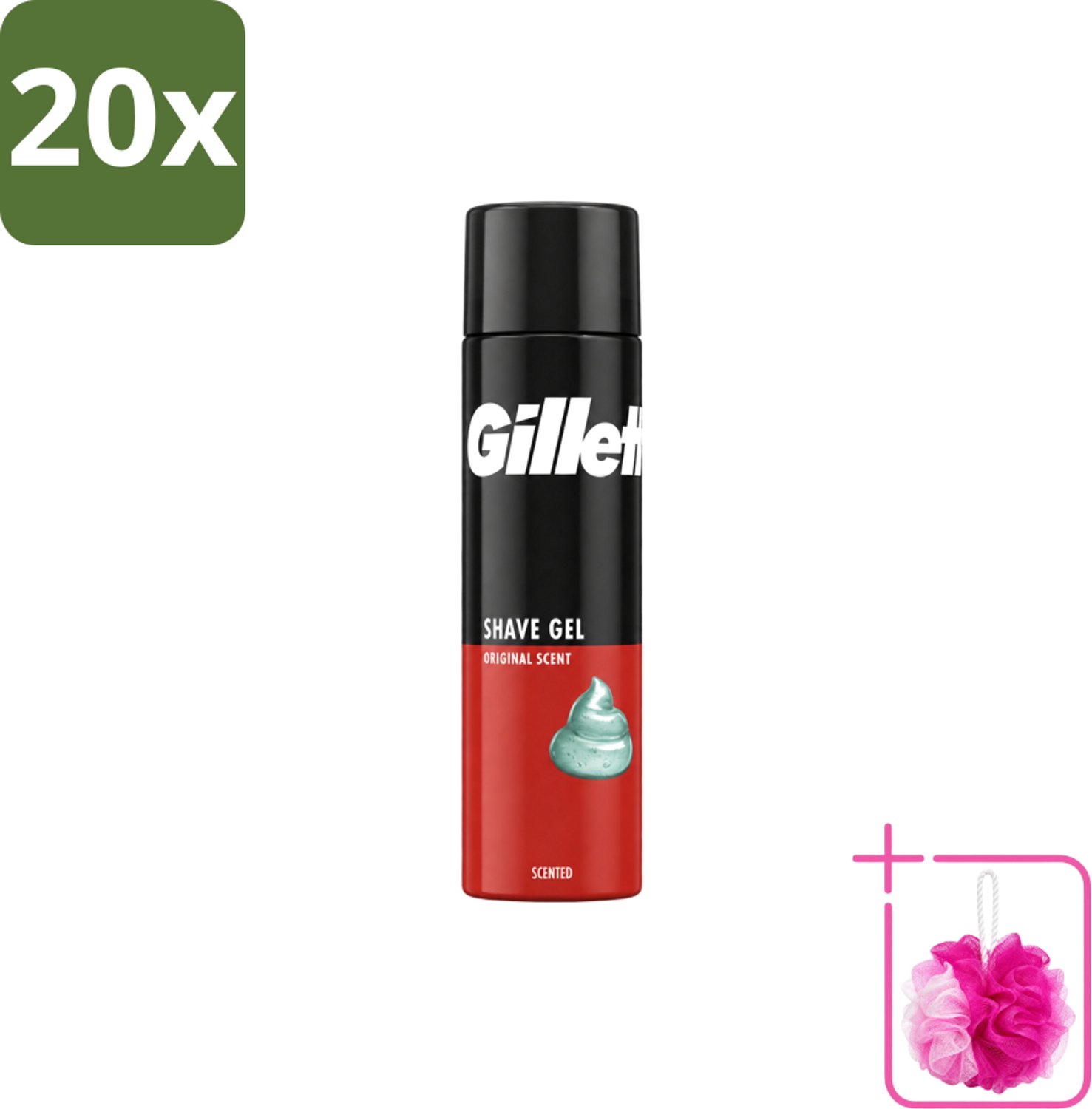 20 x Gillette – Scheergel – Classic – 200 ml - Bulkverpakking - Scheergel - Douchemop - Gevoelige huid