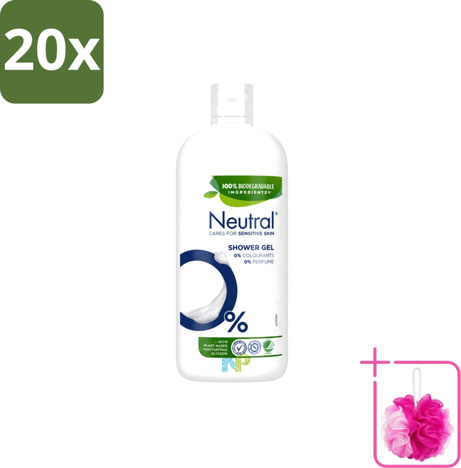 20 x Neutral – Douchegel – Sensitive Skin – 900 ml - Bulkverpakking - Gevoelige huid - Douchemop - Droge huid