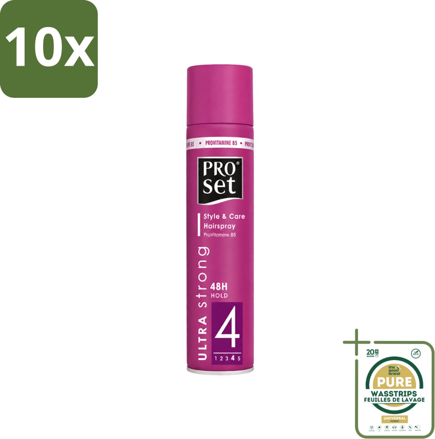 10 x Proset - Haarspray - Ultra Sterk - 48 uur Werking - 250 ml - Wasstrips - Haarspray - 48 Uur Fixatie - Haarspray 250 Ml - Haarspray Met B5 - Haarspray Voor Langdurige Fixatie