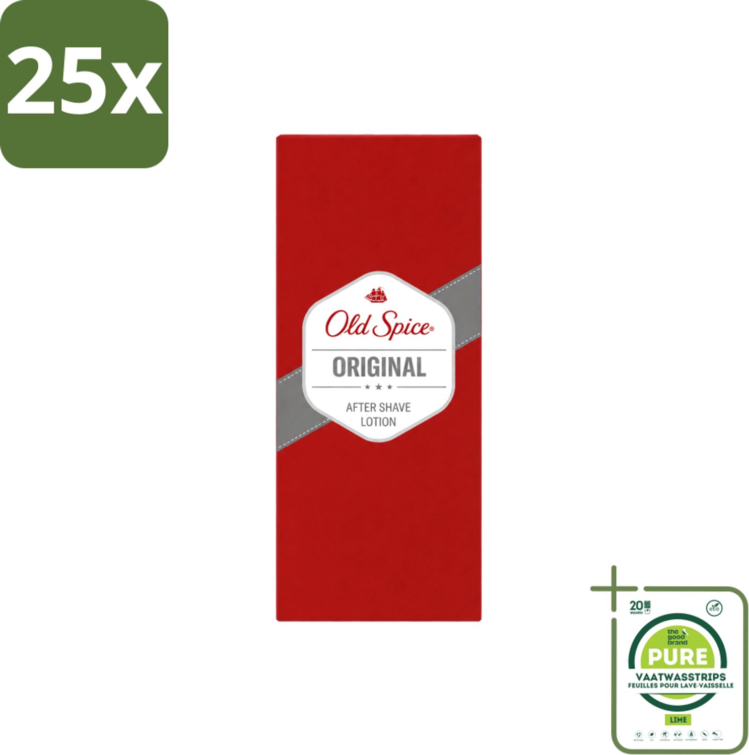 25 x Old Spice - Original - Aftershave Lotion - Verfrissend - 100 ml - Grootverpakking - Vaatwasstrips - Aftershave Lotion - Aftershave - Huid Verzorging - Scheren Na - Irritatie Voorkomen