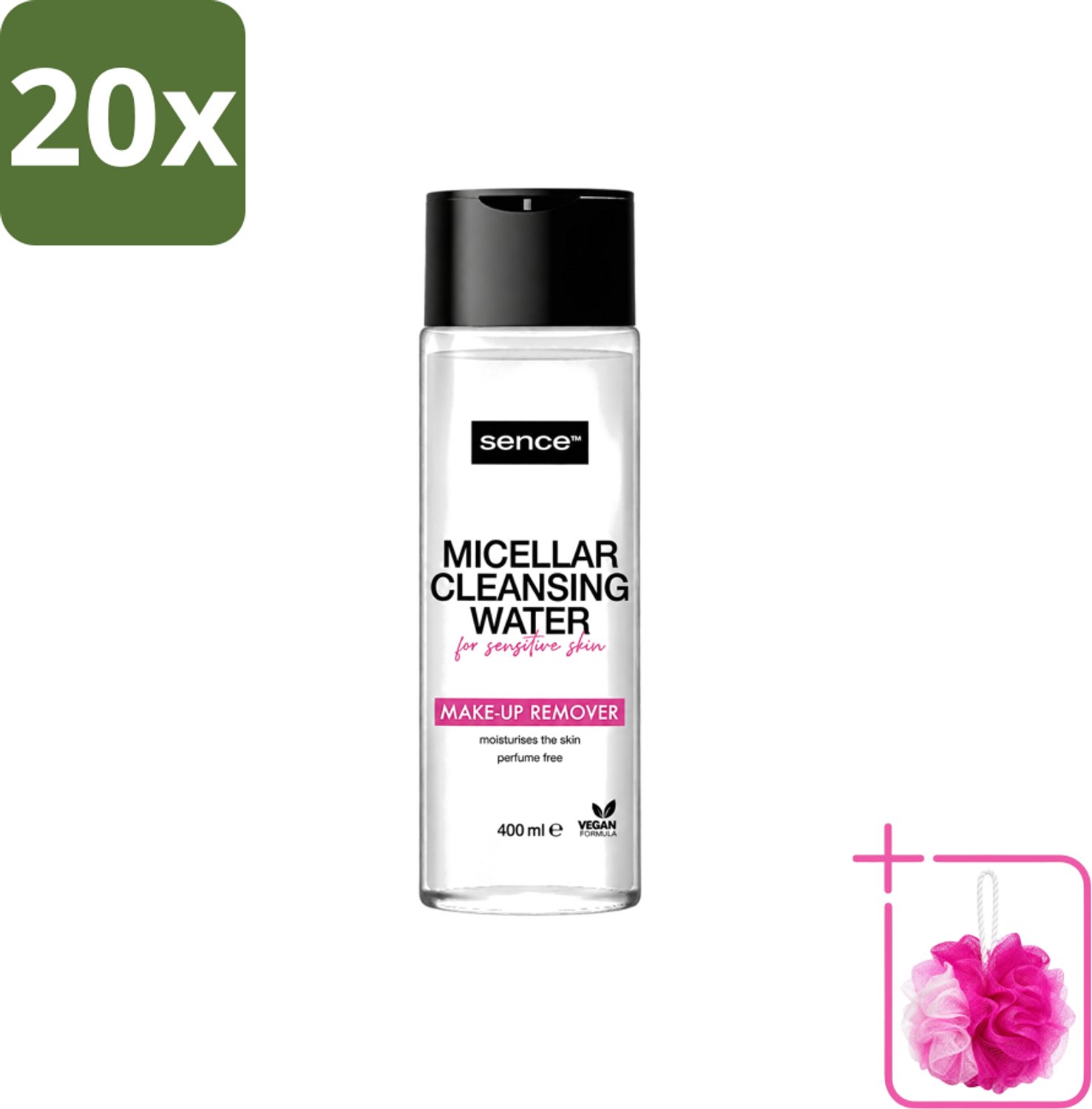 20 x Sence - Gevoelige Huid - Micellair Water - Make-up Remover - 400 ml - Bulkverpakking - Gevoelige huid - Douchemop - Make-up verwijderen