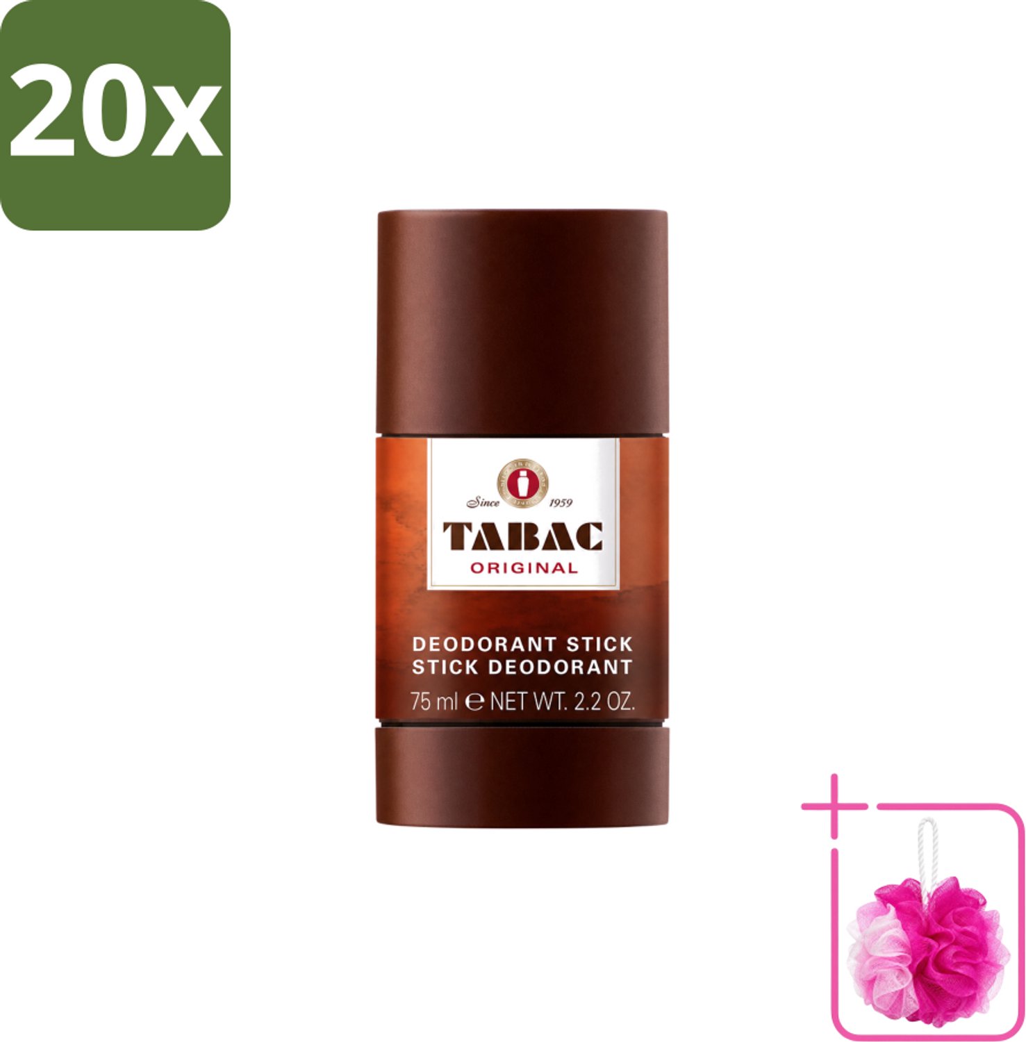 20 x Tabac Original - Deodorant Stick - Langdurige frisheid - 75 ml - Bulkverpakking - Deodorant Stok - Douchemop - Zweetvervoeging