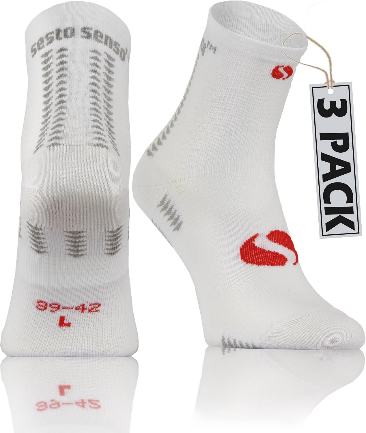 Sesto Senso 3 Paar Sportsokken Comfort & Kleur voor Mannen & Vrouwen Rood