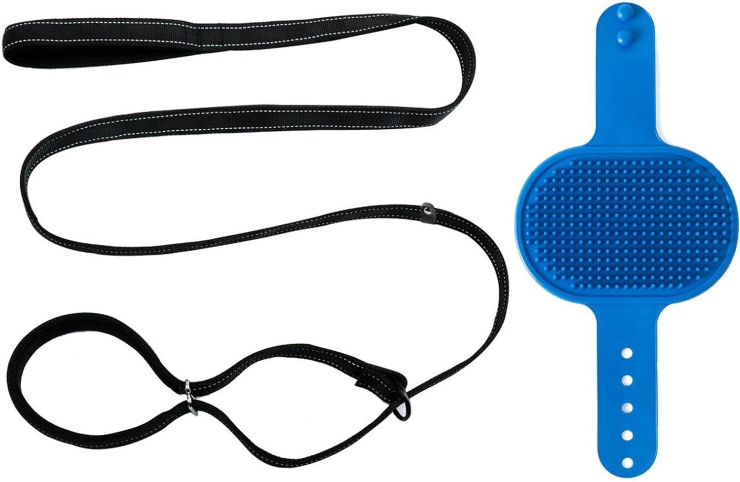 1 Anti-Trekriem Voor Huisdieren En 1 Badborstel, Zacht En Comfortabel Handvat, Veilige Pasvorm Zonder De Neus Te Wurgen, Dagelijkse Training En Wandelaccessoires.