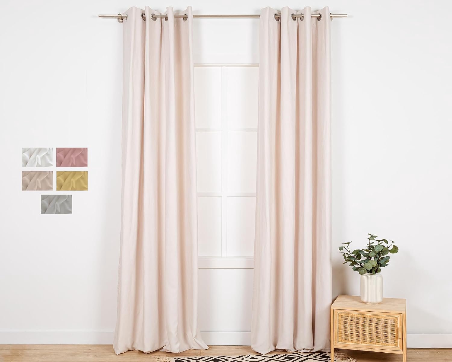 Gordijnen voor binnen, ondoorzichtig, 140 x 300 cm, 1 stuk, thermogordijnen, Fiestra, fluwelen gordijnen voor slaapkamer en woonkamer, naturel