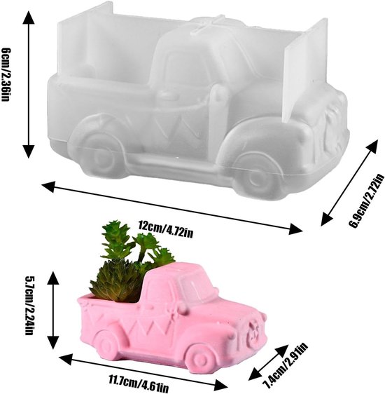 Pot mal - bloempot siliconen mal | auto-vormige kaarsenhouder mal | kunst- en ambachtengereedschap | hars gietmal | siliconen succulent plantenbak mal voor plantenpot, make-up — afbeelding 5