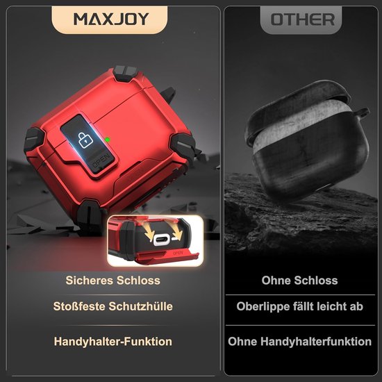 Hoesje voor AirPods 4 2024, AirPods 4e generatie hoes met automatisch slot, compatibel met MagSafe-functie Gen 4-beugel, beschermhoes compatibel met Apple AirPods 4e generatie, rood — afbeelding 3