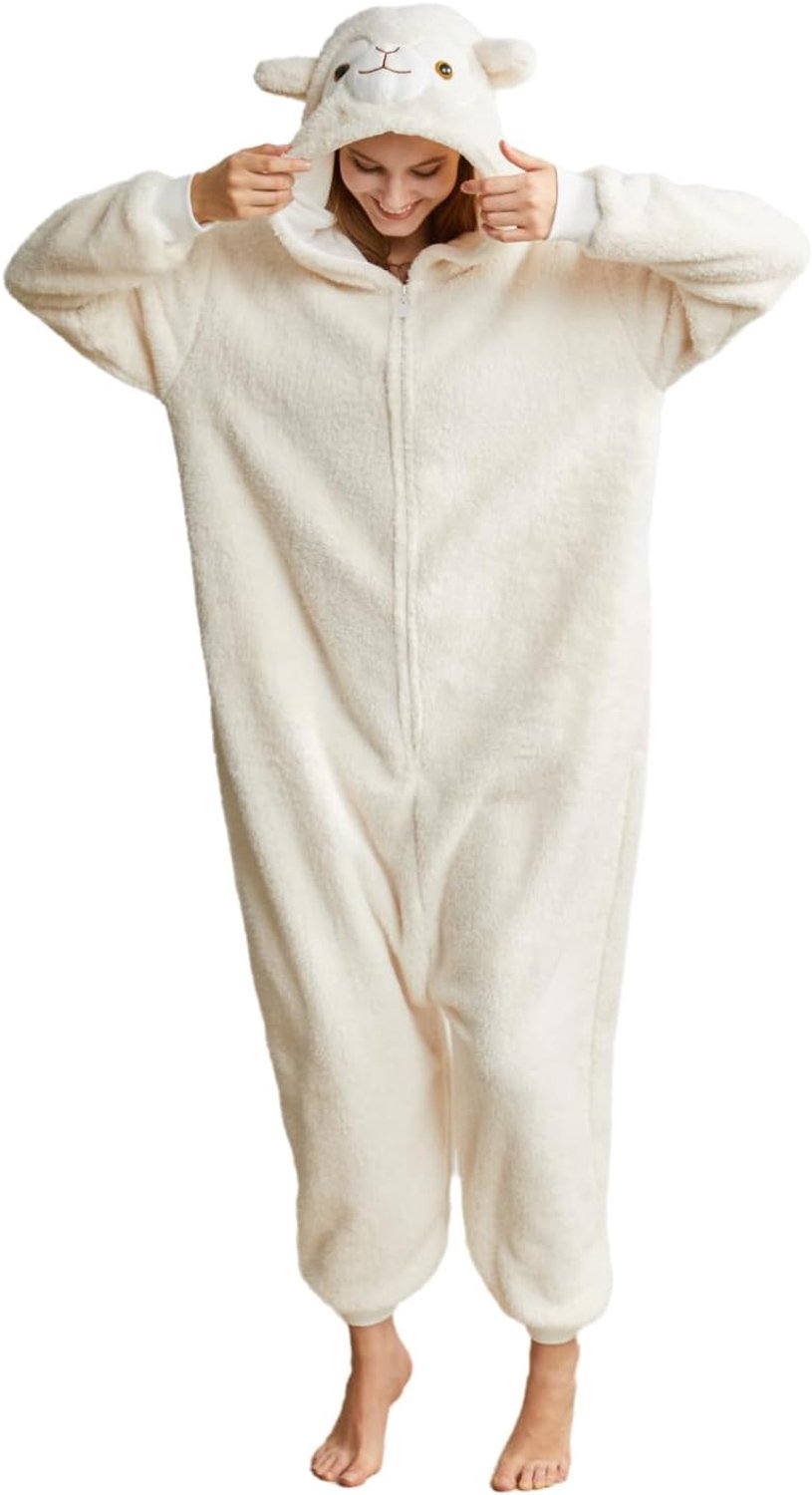 Alpaca pyjama unisex volwassenen met capuchon mannen vrouwen jumpsuit kostuum cosplay nachtkleding