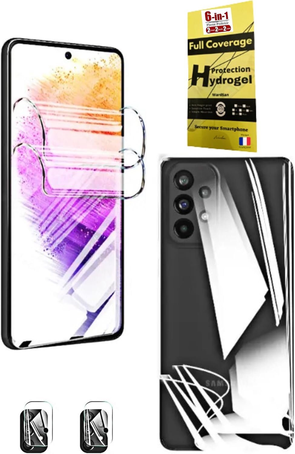 [6 stuks voor Xiaomi Series – 4 hydrogel beschermfolies 2 voor en 2 achter 3D + 2 gehard glas camera | compatibel met schelpen|zachte folie, beter dan gehard glas (Xiaomi 13)
