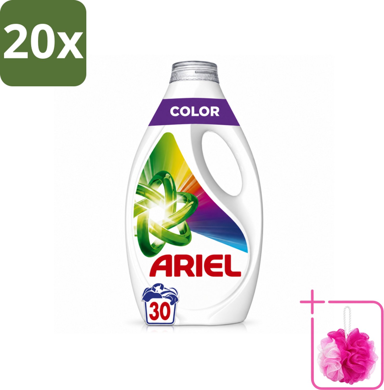 20 x Ariel - Vloeibaar Wasmiddel - Color - 30 Wasbeurten - 1350 ml - Bulkverpakking - Kleurbehoud - Douchemop - Vlekverwijdering