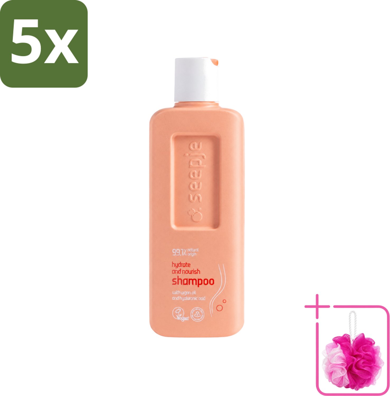 5 x Seepje - Hydrate & Nourish Shampoo - Intense Hydratatie voor Gezond Haar - 300 ml - Bulkverpakking - Hydratatie haar - Douchemop - Natuurlijke shampoo