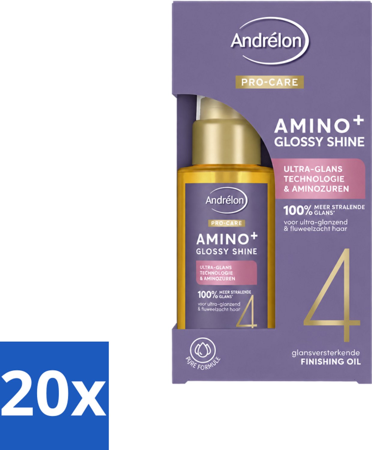 20 x Andrélon – Finishing Oil – Pro Care Amino+ Glossy Shine – 50 ml - Voordeelverpakking - 20 stuks