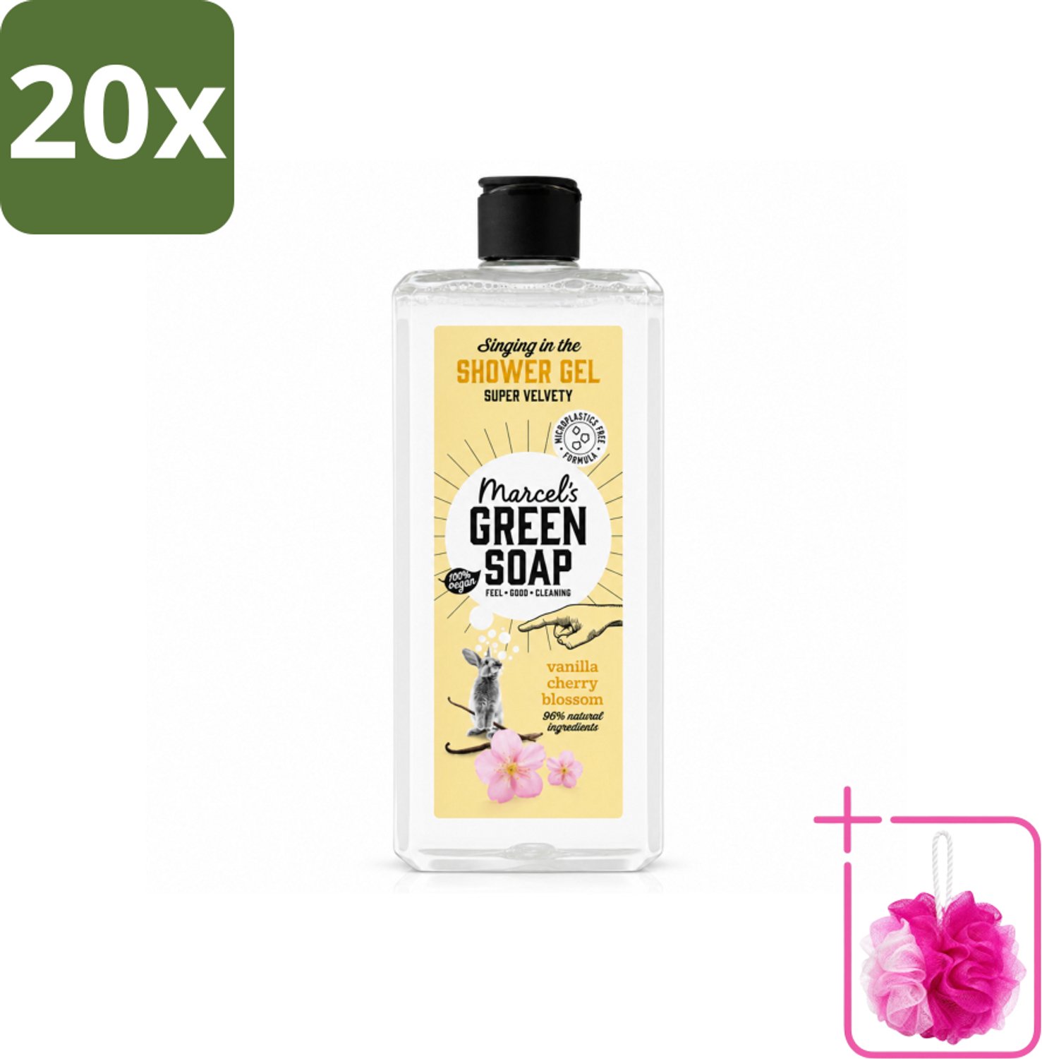 20 x Marcel's Green Soap - Douchegel - Vanille & Kersenbloesem - Verzorgend & zacht - 300 ml - Bulkverpakking - Douchegel - Douchemop - Natuurlijke verzorging