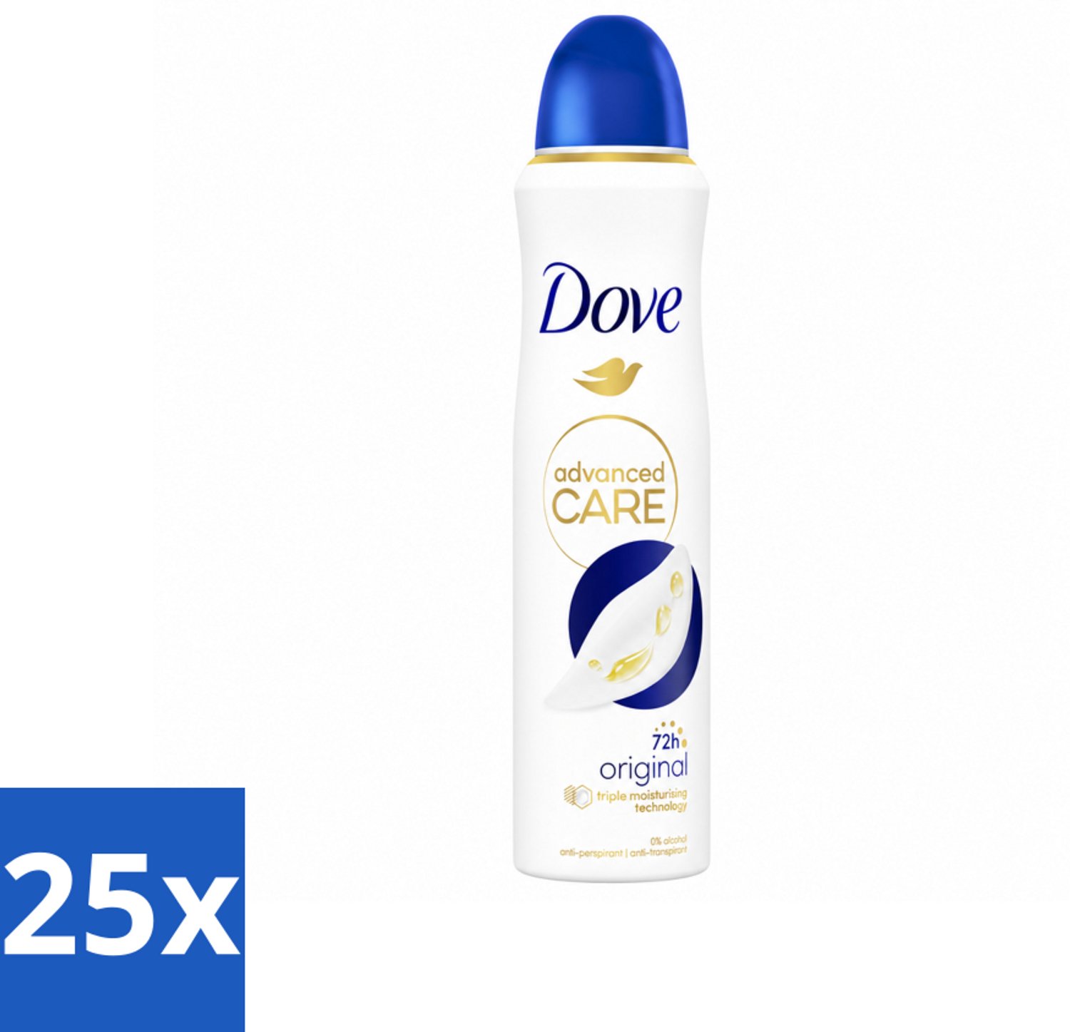 25 x Dove – Deodorant Spray – Original – 150 ml - Voordeelverpakking - 25 stuks