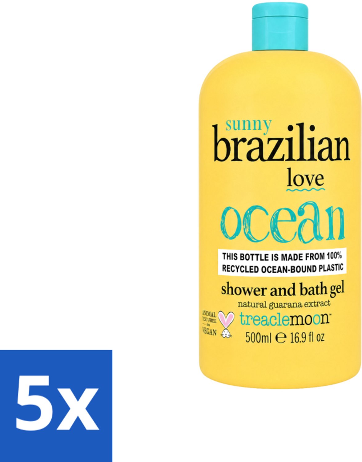 5 x Treaclemoon – Bad- & Douchegel – Brazilian Love – 500 ml - Voordeelverpakking - 5 stuks