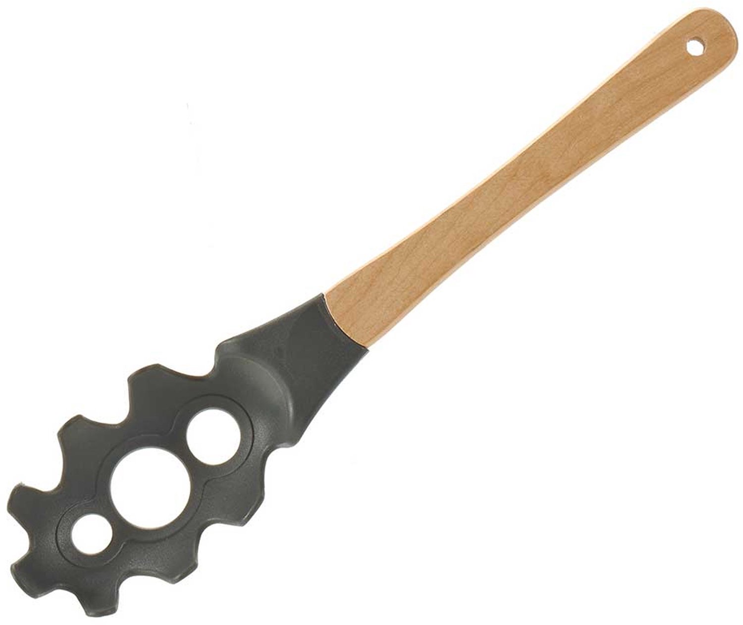 Arte R Kook/keuken gerei - spaghetti opschep lepel - grijs/bruin - kunststof/hout - 38 cm
