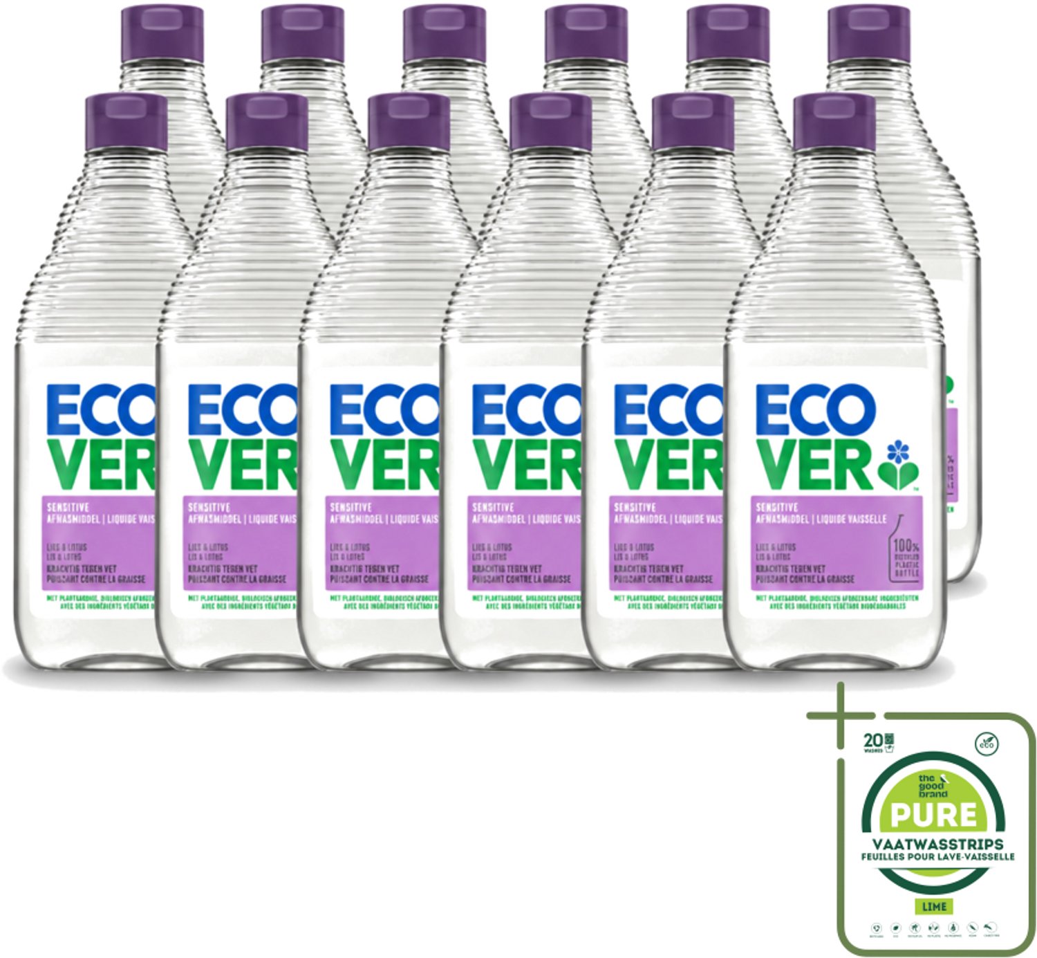 12 x Ecover - Afwasmiddel - Lelie & Lotus - 450 ml - Grootverpakking - Vaatwasstrips - Afwasmiddel - Plantaardig Afwasmiddel - Natuurlijk Afwasmiddel - Afwasmiddel Lelie En Lotus - Afwasmiddel Voor Vaat