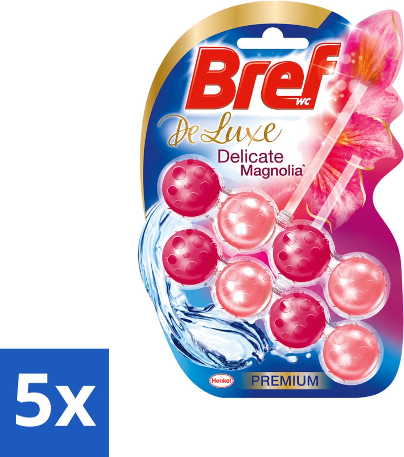 5 x Bref Deluxe Magnolia - Toiletblok - Luxe Geurbeleving - 2 Toiletblokjes - Voordeelverpakking - 5 stuks