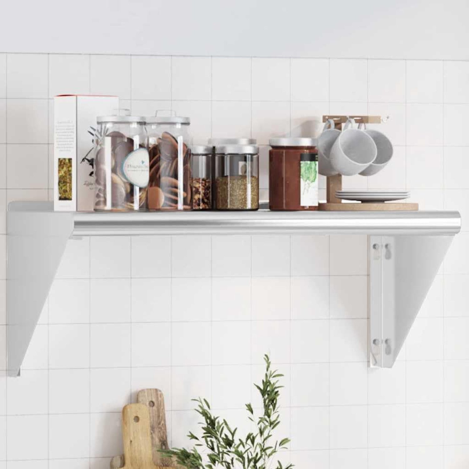 75 x 30 x 31 cm, zilverkleurig roestvrij staal, zwevend rek met verhoogde rand, voor woonkamer, slaapkamer, keuken, robuust, duurzaam, ruimtebesparend design, eenvoudige montage