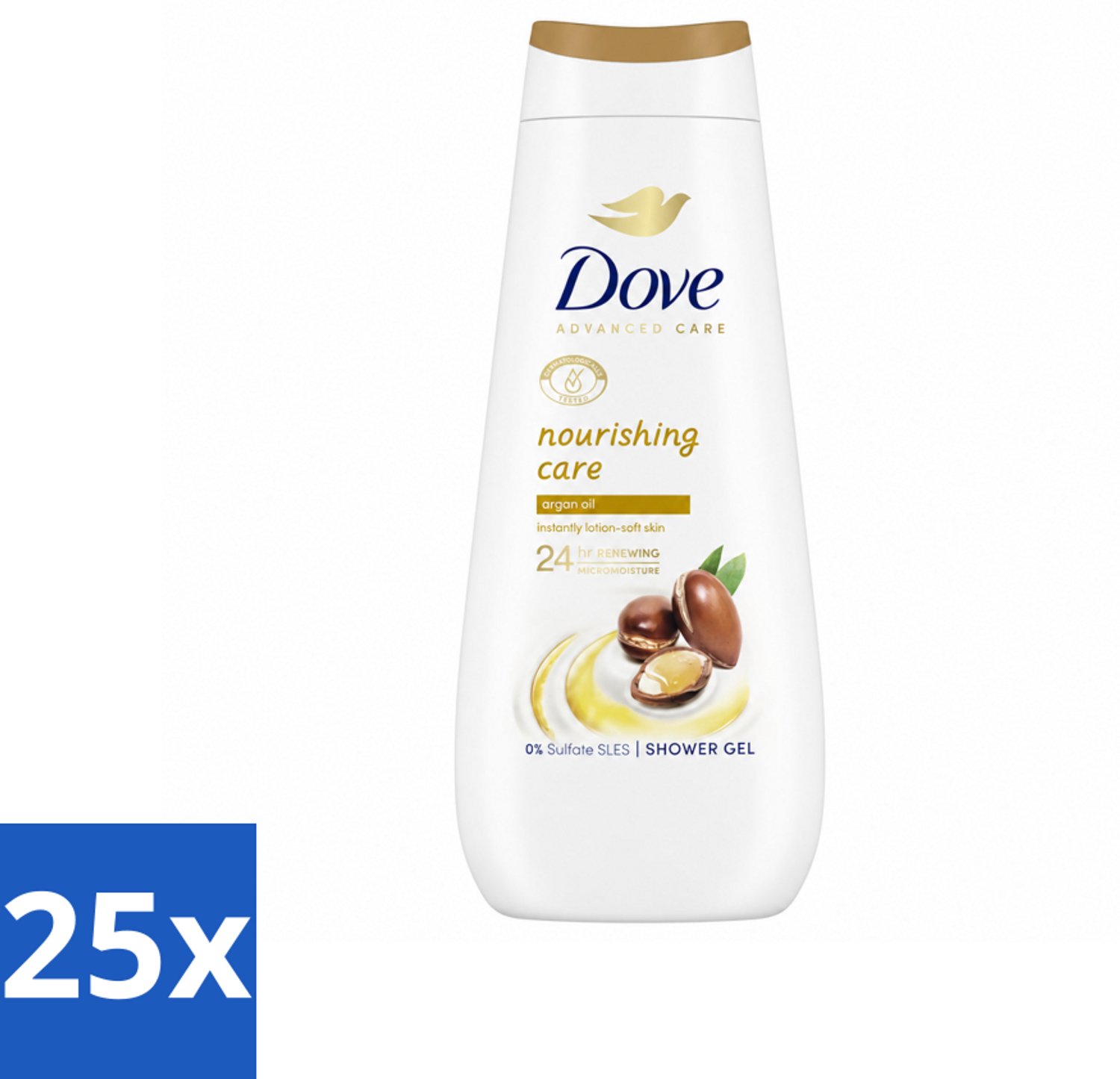 25 x Dove Douchecrème - Nourishing Care - Arganolie - 400 ml - Voordeelverpakking - 25 stuks