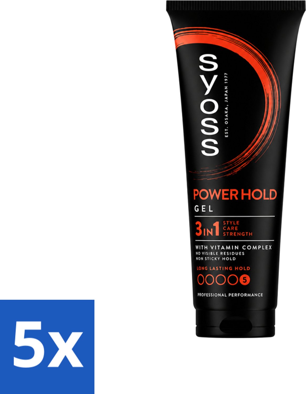 5 x Syoss - Power Hold - Haargel - Extra Sterke Fixatie - 250 ml - Voordeelverpakking - 5 stuks