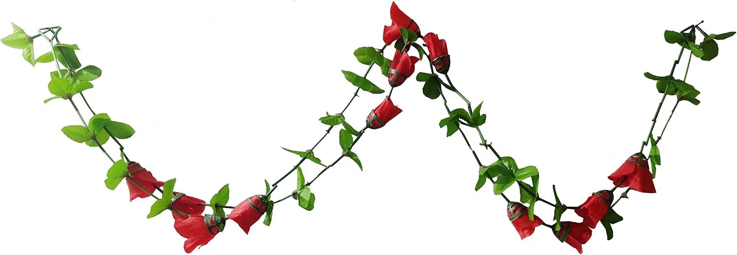 Kunstbloemen slinger set van 2 'Rose Twig': replica bloemen muur deur opknoping voor feestelijke decoratie (12429)