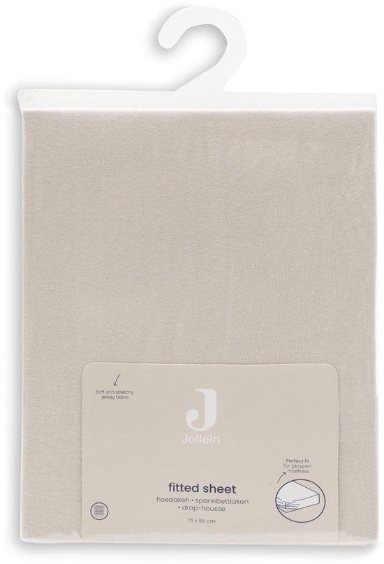 Jollein hoeslaken van zacht, rekbaar jersey in de kleur zand. Maat 75x95cm.