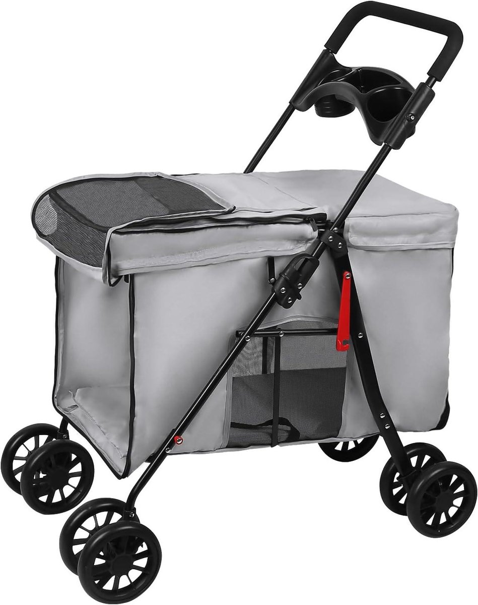 Huisdieren Wandelwagen - Dierenbuggy - Comfortabel Reizen - Eenvoudig Inklapbaar - Tot 20 kg - Grijs