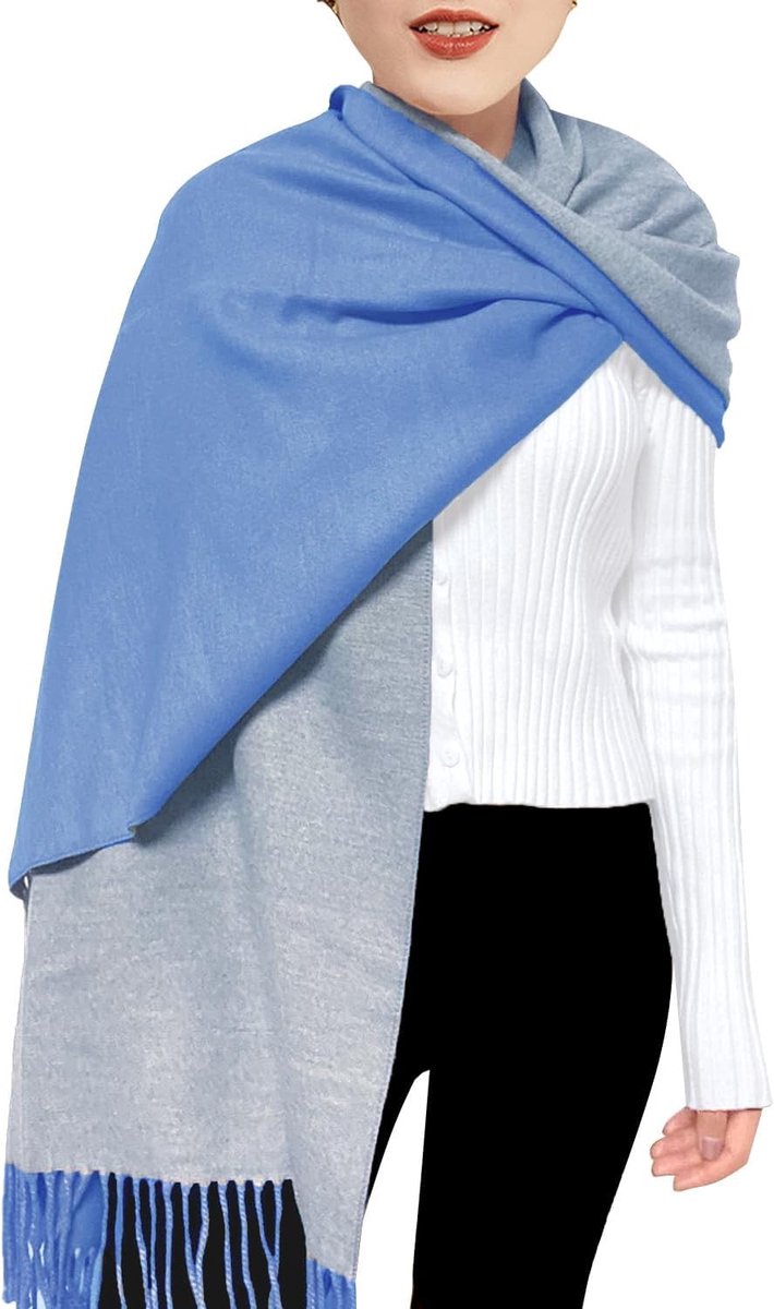 ehsbuy Wintersjaals voor dames Omkeerbare kasjmier sjaal Omkeerbare schouderdoek Lange grote warme sjaal met kwastje - ShopVlot