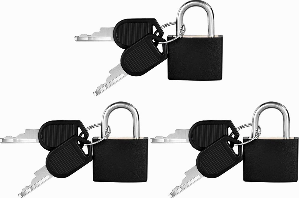 Set van 3 Hangsloten met Sleutel - Waterdicht & Veilig voor Bagage