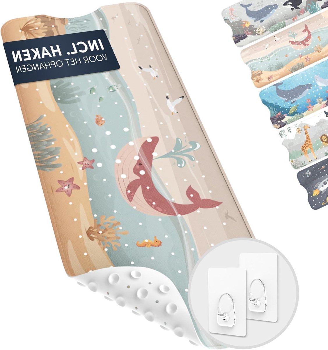 Antislip badmat - Kinderbadmat - Veilig badderen - Met zuignappen - 100x40 cm - Walvis print