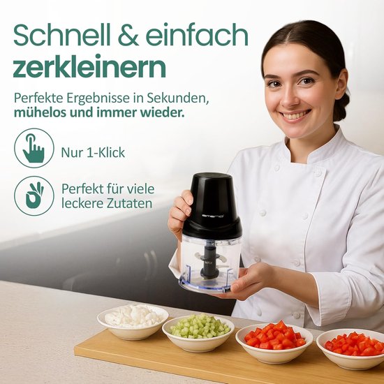 Elektrische Hakmolen - Keukenmachine - Ingrediënten Fijnmaken - 4 Roestvrijstalen Messen - 500 ml Container - Zwart — afbeelding 4