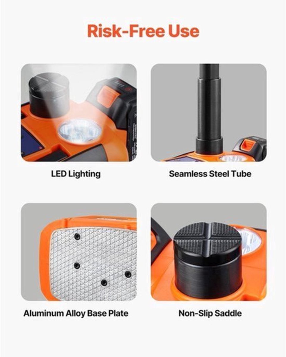 Elektrische Autokrik – Auto Krik – Hydraulische Krik – Draagbare Krik – 5 Ton Autokrik – Draadloos Met Afstandsbediening – LED Verlichting & Aluminium