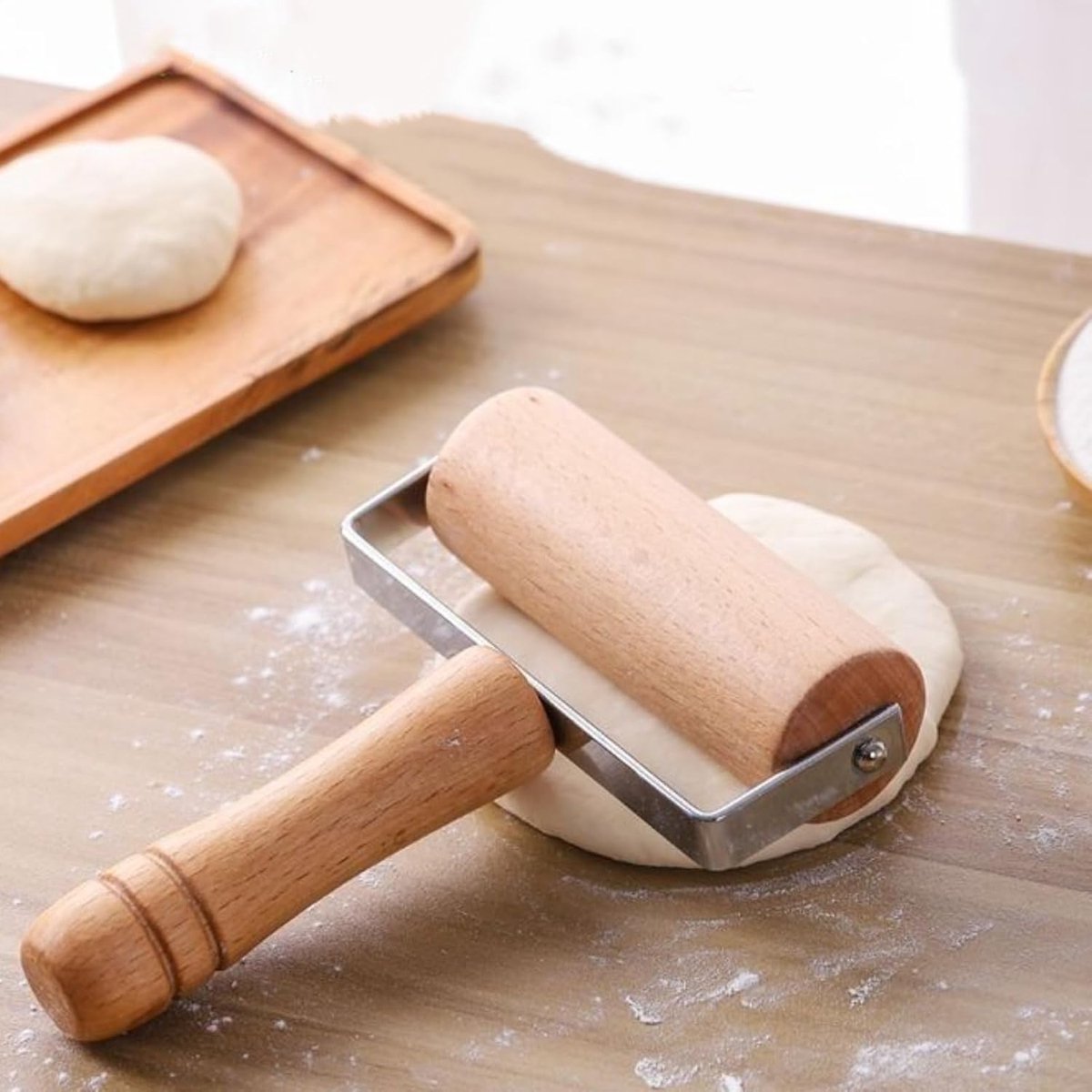 Allecto - Pizza Roller - Houten Deegroller - Ideaal voor Bakken - Compact Formaat - Niet Plakkende Rolling Pin - Geschikt voor Pizza en Brood - Bee...