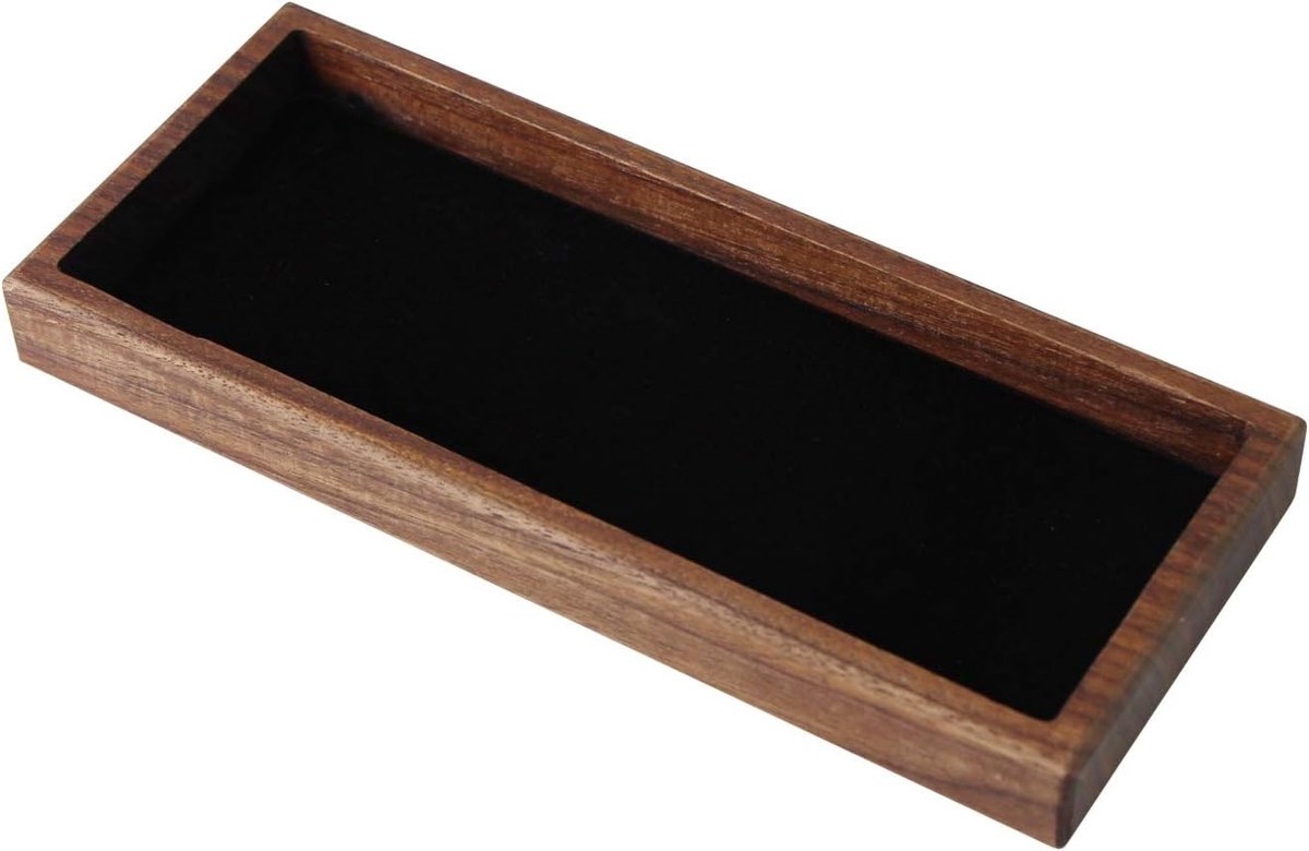 Allecto Plus - Houten pennenhouder en muntendienblad voor op het bureaublad - Opbergdoos voor briefpapier - Perfect cadeau voor medewerkers, klanten en zakenpartners - Bruin/walnoo