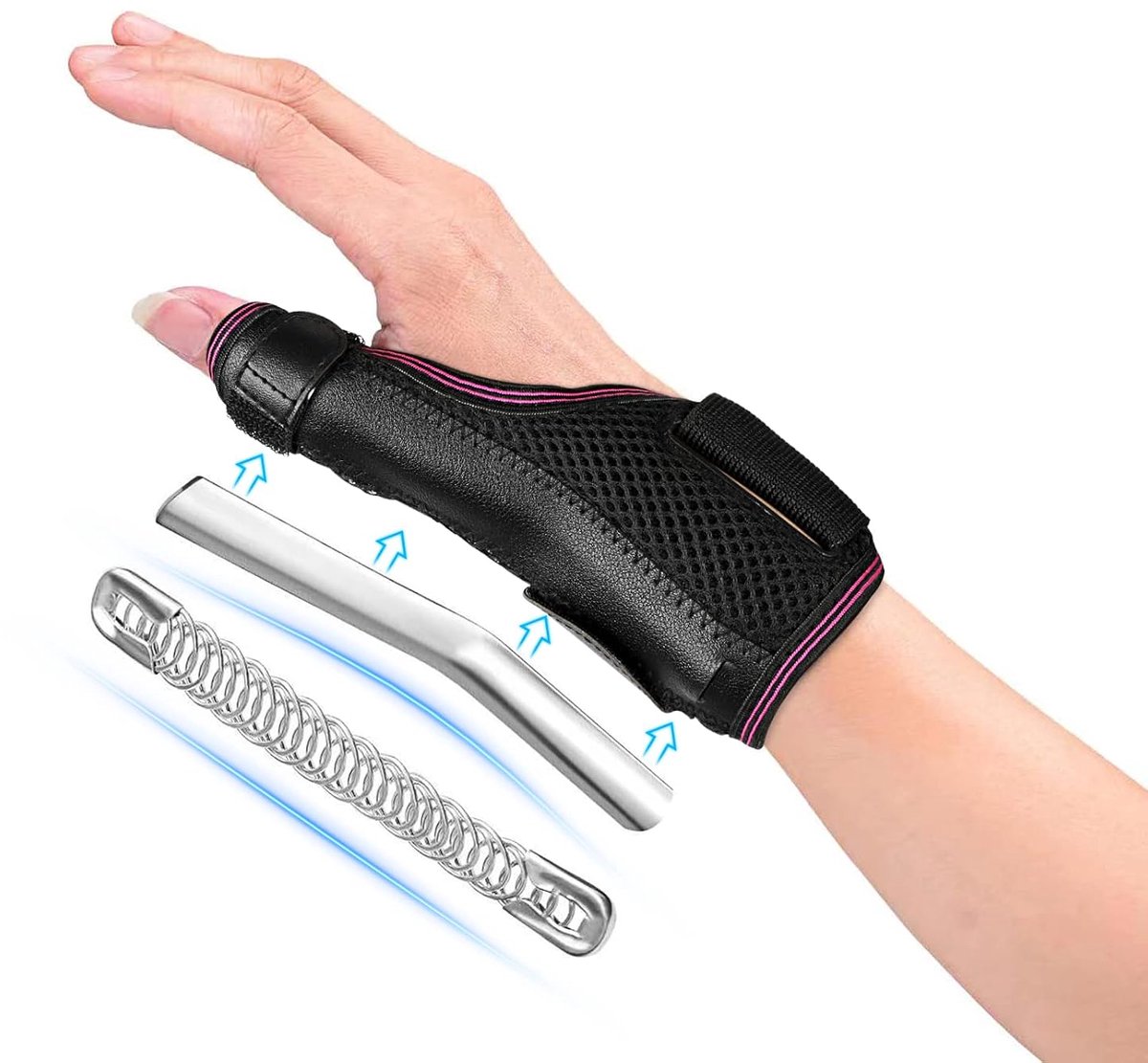 Duimbrace, Omkeerbaar, Duimorthese voor Rechts en Links, Duimspalk met Twee Metalen Rails, Rhizartrose Duimbandage voor Artritis, Peesschedeontsteking, Verstuikingen - L