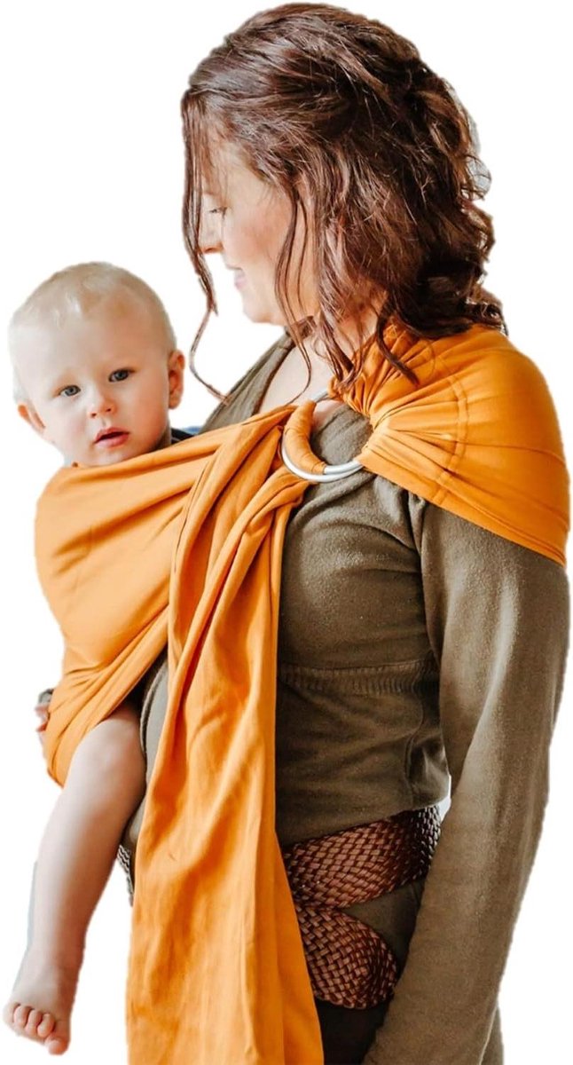 Draagdoek Ringsling - Babydraagzak - Baby dragen - 100% biologisch katoen - 70 cm breed - Oranje