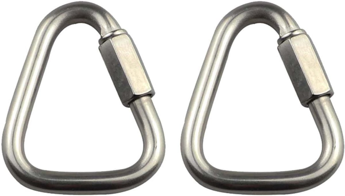 Dailygoods - Roestvrijstalen Karabijnhaak - 2 Stuks Driehoekige Snelsluiting voor Outdoor Activiteiten