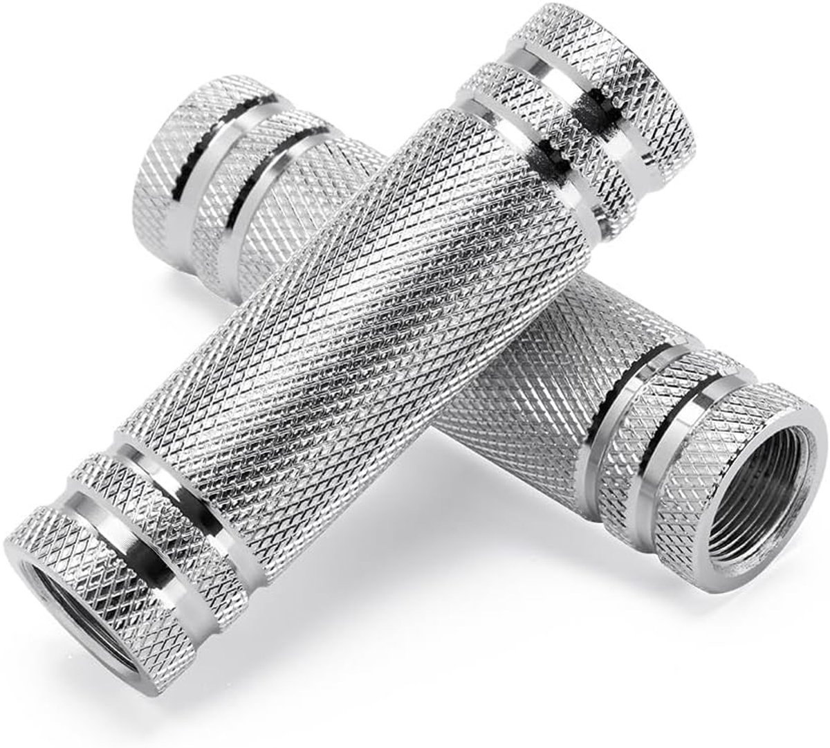 Gekartelde Stalen Handgrepen met Inwendige Draad Set van 2 - Halterstang Halterstang Accessoires