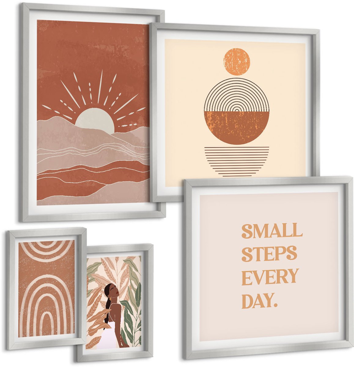 Coloray 5-Delige Schilderij Set - Italiaanse Stadjes En Retro Kustlandschappen - 20 x 30 cm - Decoratieve Schilderijen - Woonkamer - Interieur - Interieur Decoratie