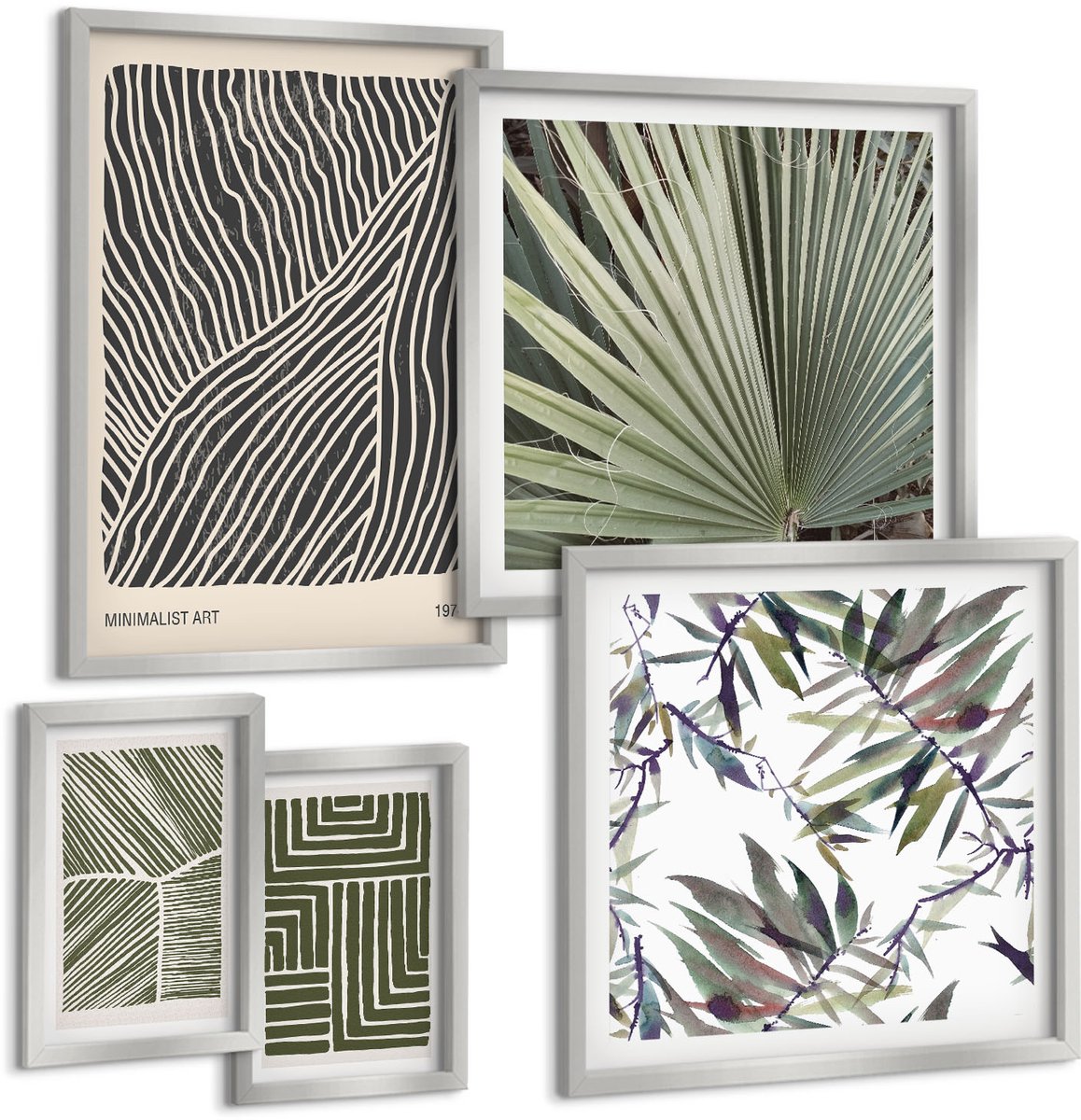 Coloray 5-Delige Schilderij Set - Rode Rozen In Een Witte Vaas Met Gele Bloemen. - 20 x 30 cm - Wanddecoratie - Schilderijen Set - Kantoor - Moderne Wanddecoratie