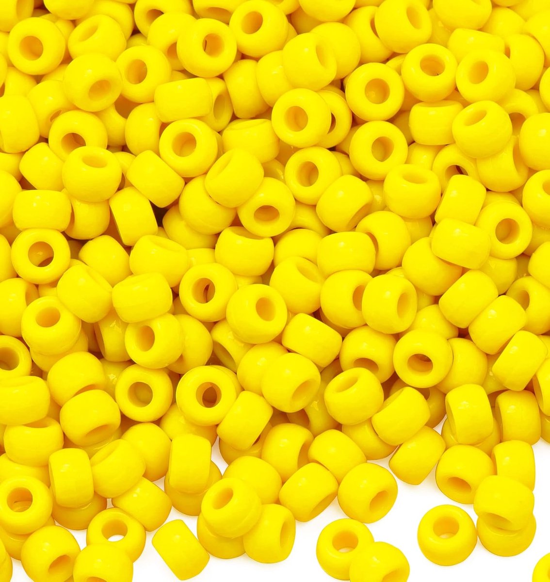Kralen armband 9 mm gele plastic vat pony kralen voor ketting, haarkralen voor vlechten, sleutelhanger, sieraden maken (geel)
