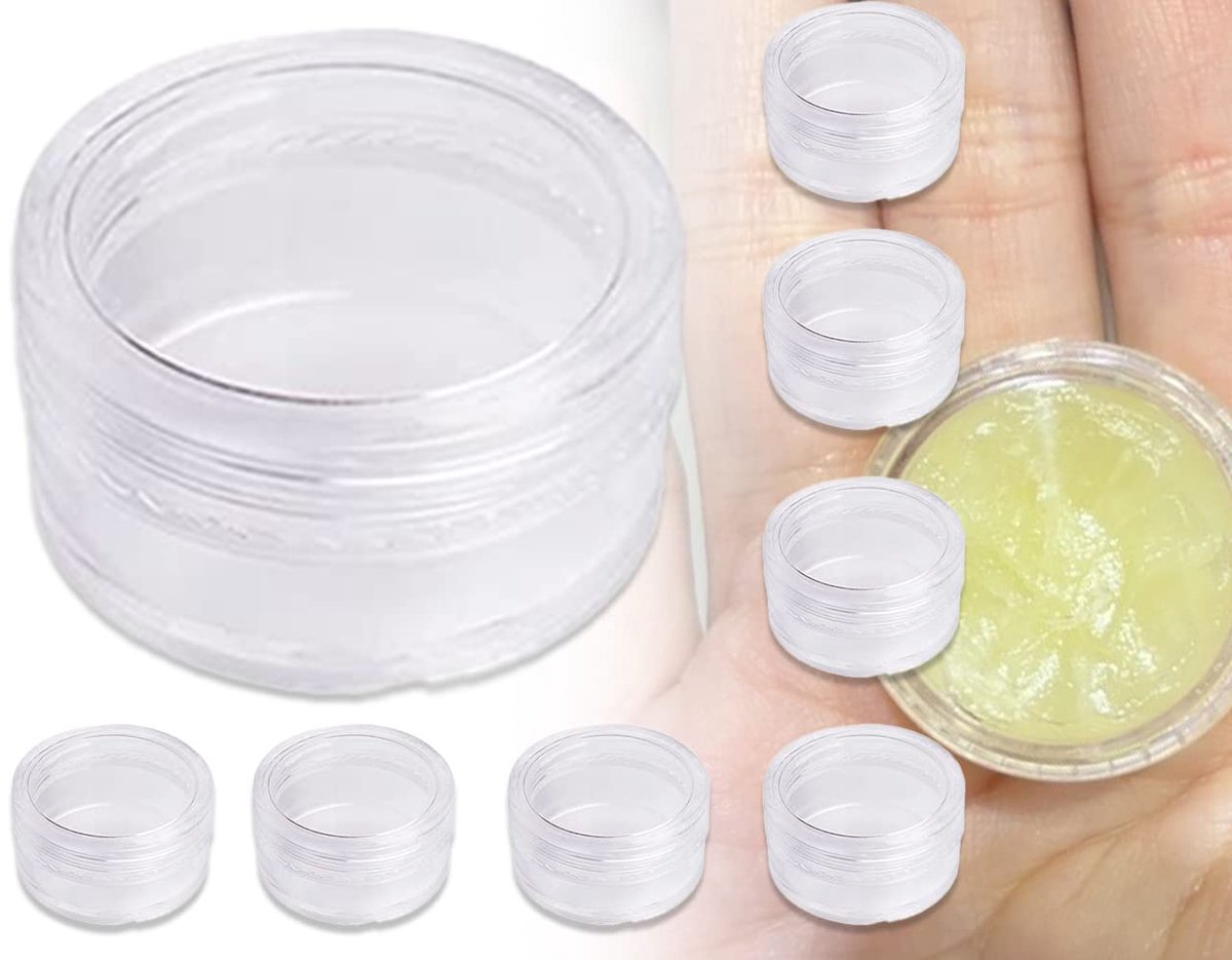 Allecto Plus - Set van 8 transparante vershouddozen voor voedselopslag en cosmetica - 5 gram - Klein formaat met deksel