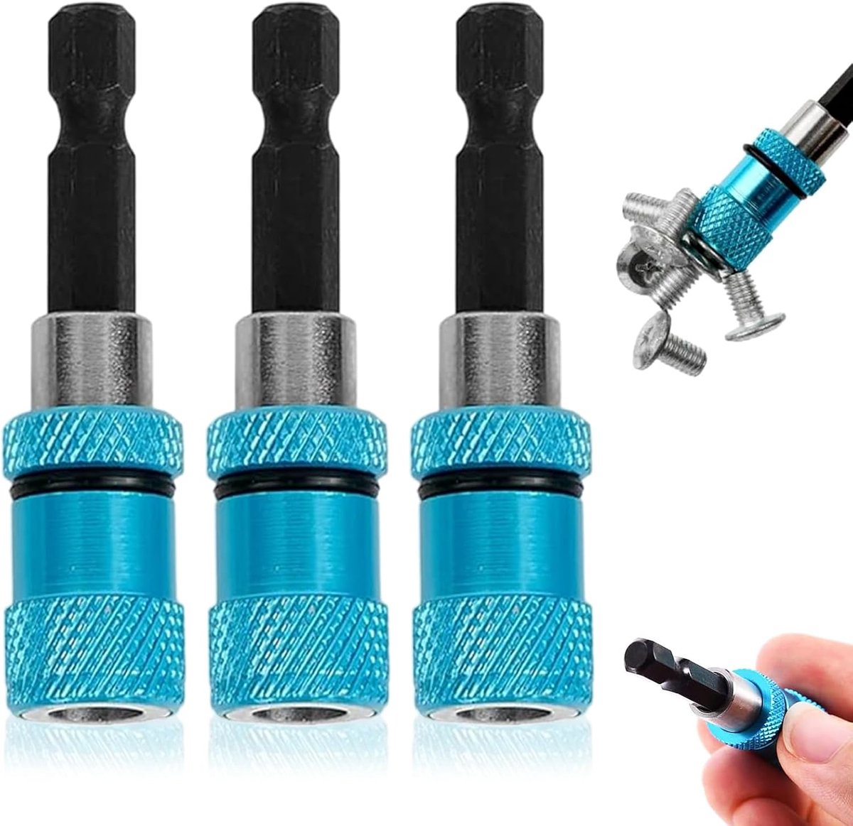 3 stuks droogbouwbithouders, 1/4 inch zeskantige schacht, snelwisselaar, magnetische bithouder, opzetstuk voor droogbouwschroevendraaier, magnetische bithouder