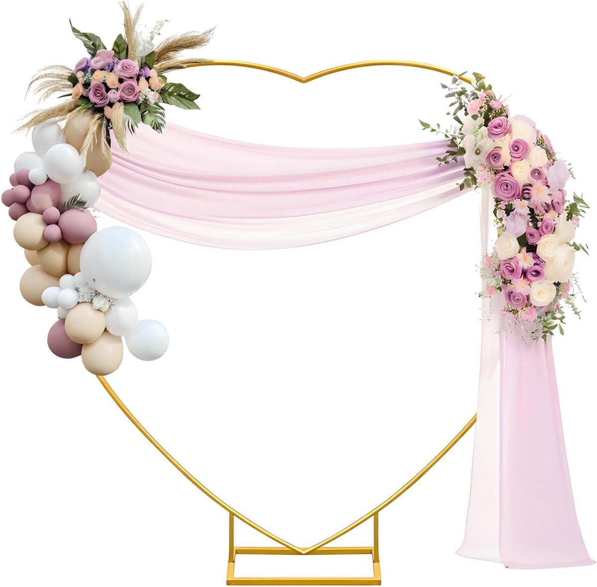 Wedding Arch 2 m Golden Arch Background Stand Metal Heart heteluchtballon boog frame met basis voor bruiloft verjaardagsfeest decoratie